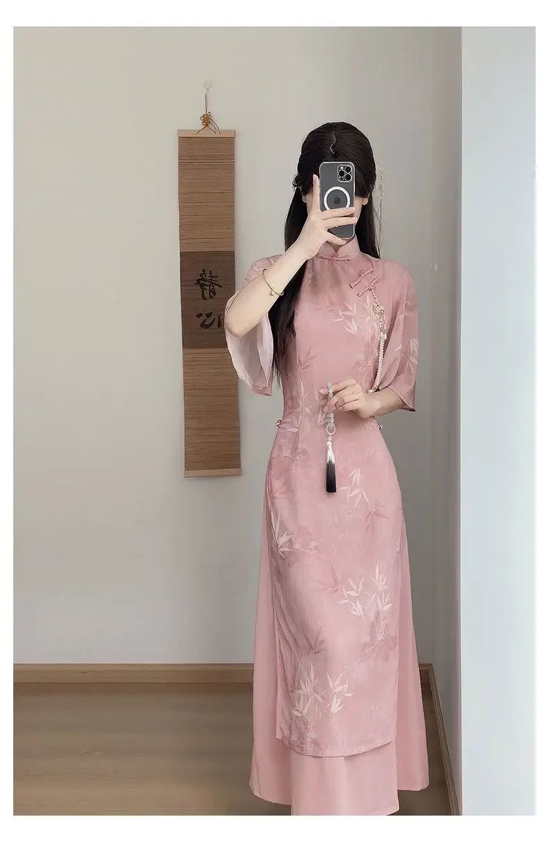 New Chinese Pink 2025 New Slim and Slim Summer Dress