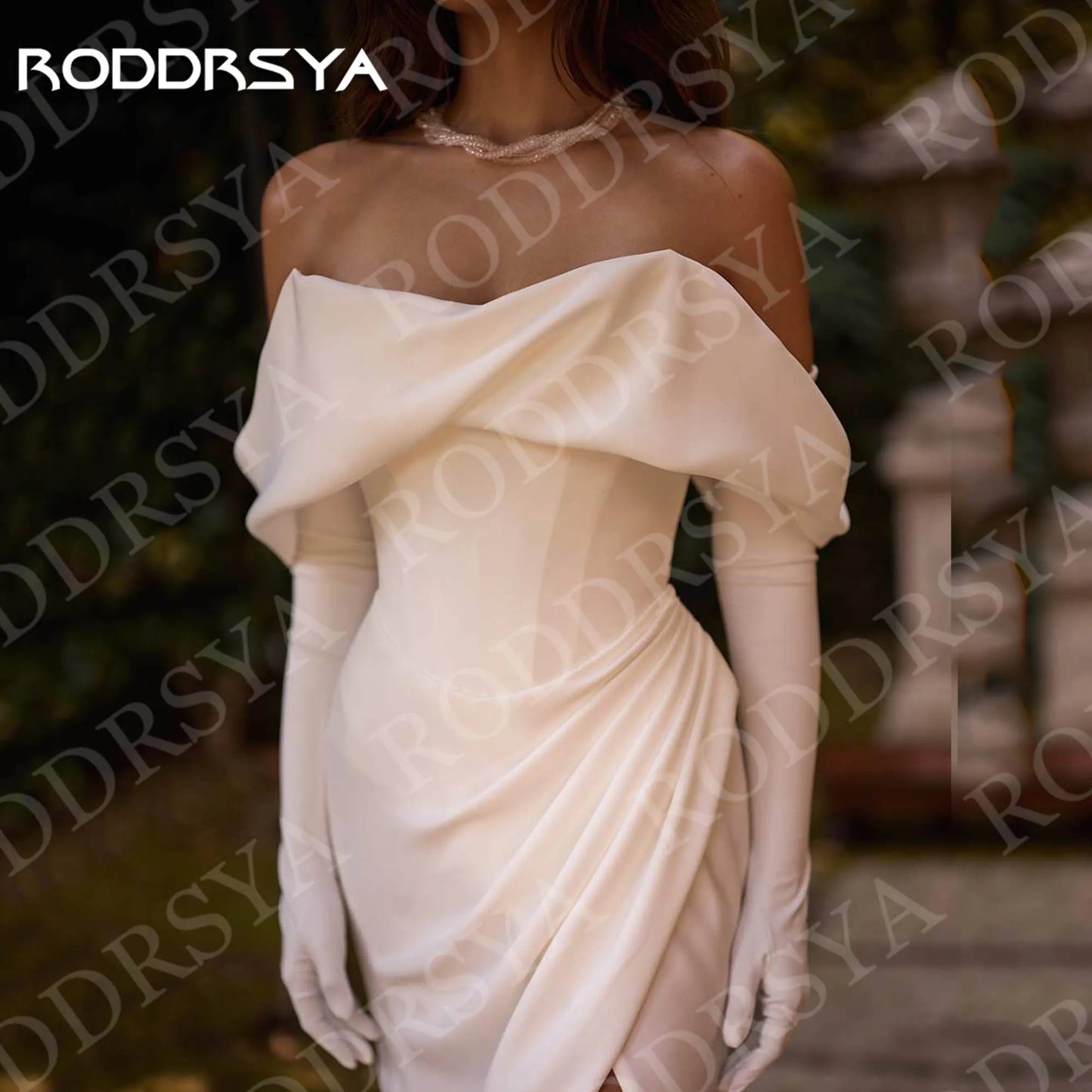 RODDRSYA Off Shoulder Ivory Wedding Dress vestido de noiva High Slit Mermaid Elegant Simple Bridal Dress Civil Woman Customized