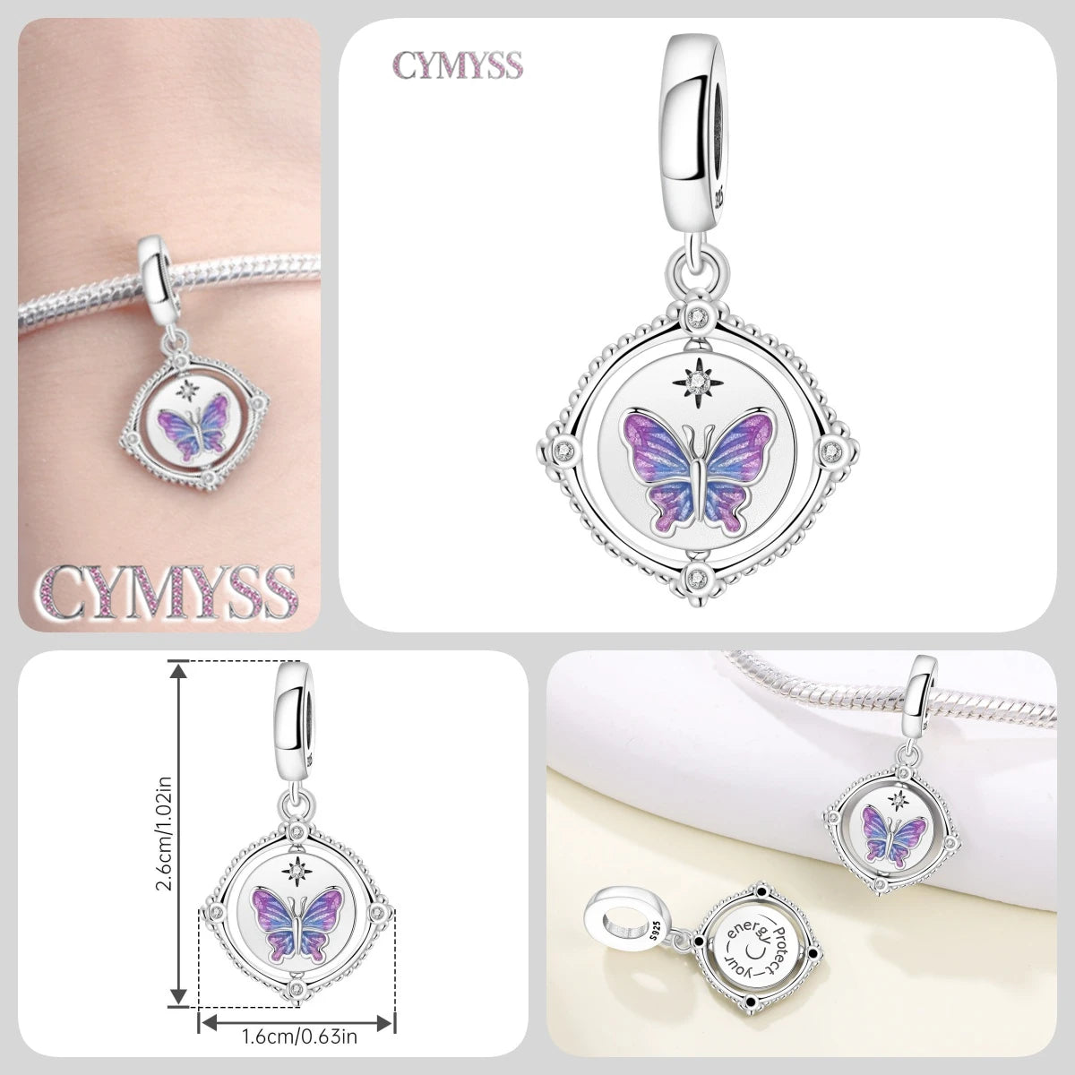 925 Sterling Silver Plated Bee Sunflower Butterfly Charm Pendant Fine Jewelry Women DIY Bracelet Necklace Birthday Party Gift