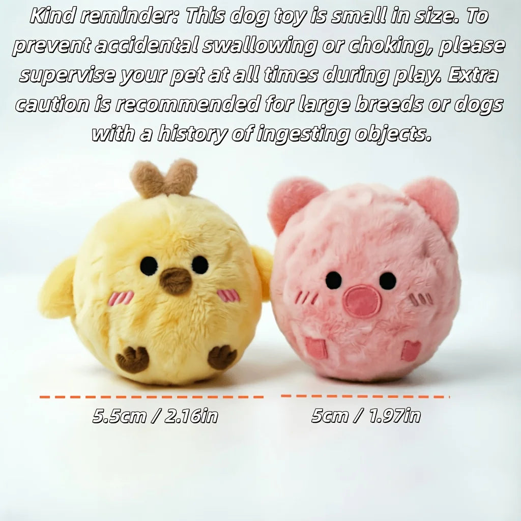 2pcs Pet Bounce Sound Plush Toy Yellow Chick Pink Pig Cat Dog Interactive Soothing Will Call Toy
