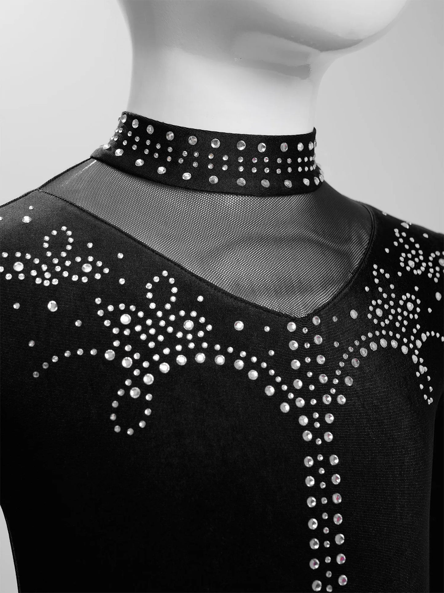 Girls Leotards Jumpsuit for Jazz Latin Skating Competition Costume Tassels Long Sleeve Rhinestones Bodysuit Modern Dancewear