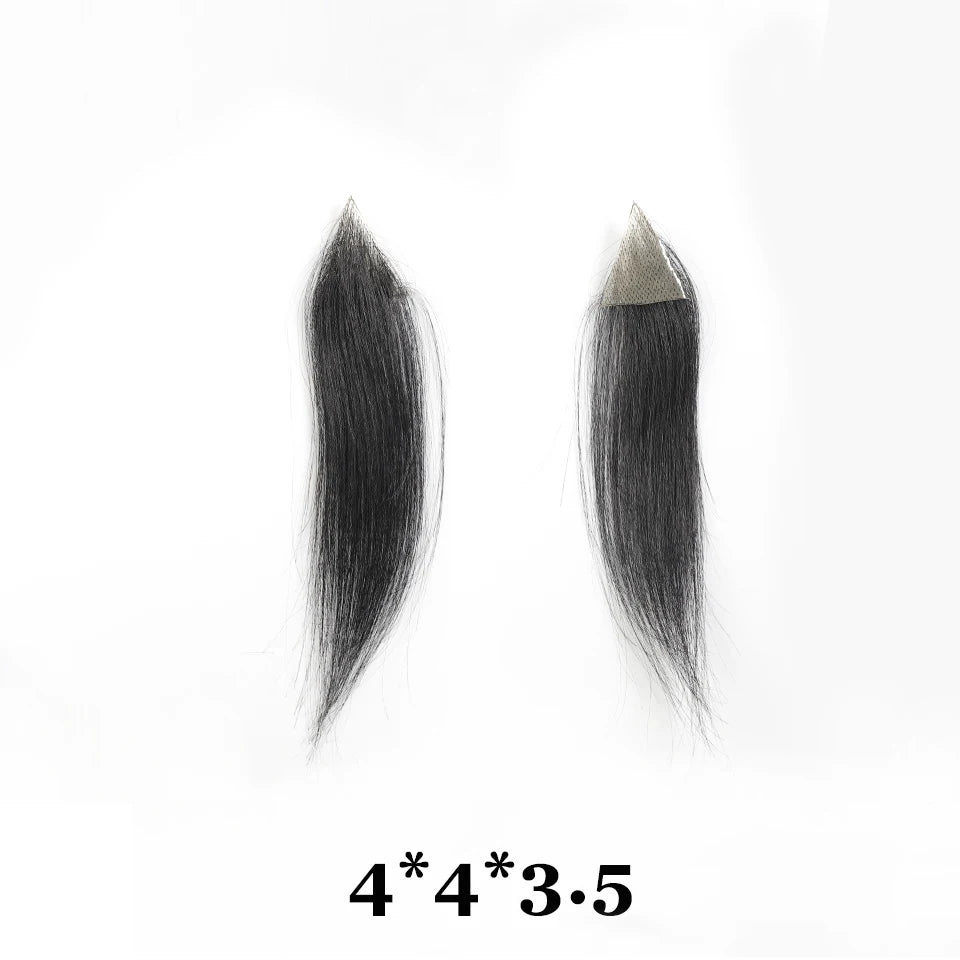Forehead Patch 100% Human Hair Hairpiece Sideburns Toupee Invisible Seamless Ultra Thin Skin PU Men's Hairline Sideburn Patch