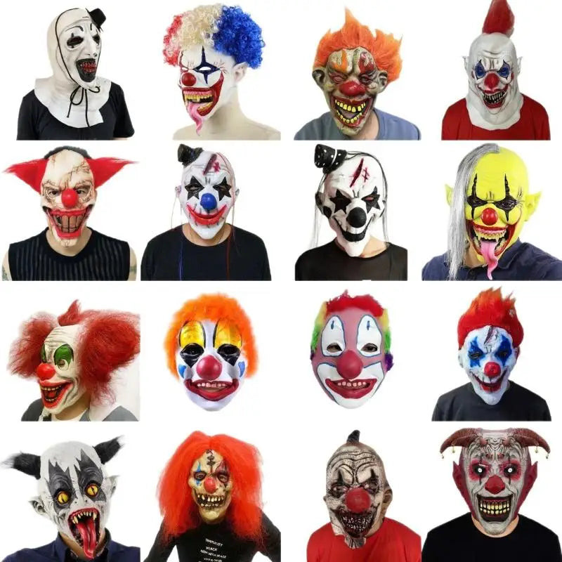 Halloween Various Clown Mask Cosplay Party Mask Latex Masks Helmet NPC Funny Prank Scare Headgear Bar Party Costume Props Mask