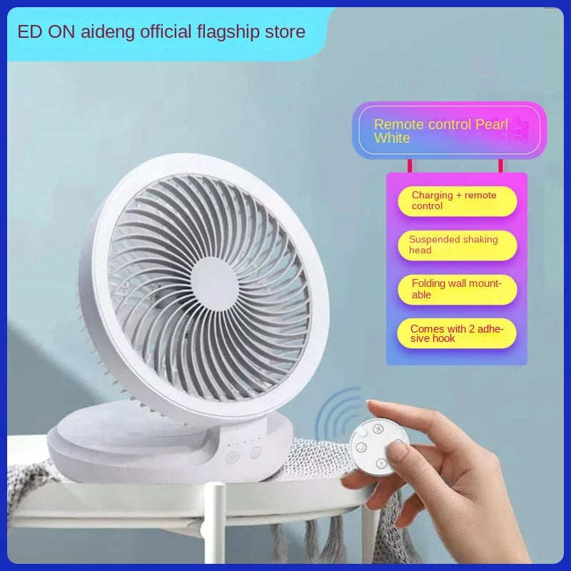 Edon Air Circulation Fan Wireless Suspended USB Rechargeable Night Light Touch Control 4 Wind Speed Folding Electric Fan