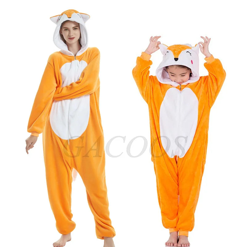 New Children Kigurumi Onesie Boys Girls Flannel Sleepwear Unisex Cypabara Cartoon Pajamas Winter Warm Flannel Hooded Jumspuits