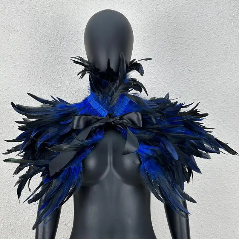 Halloween Makeup Ball Feather Party Costume Cloak Fake Collar Role Play