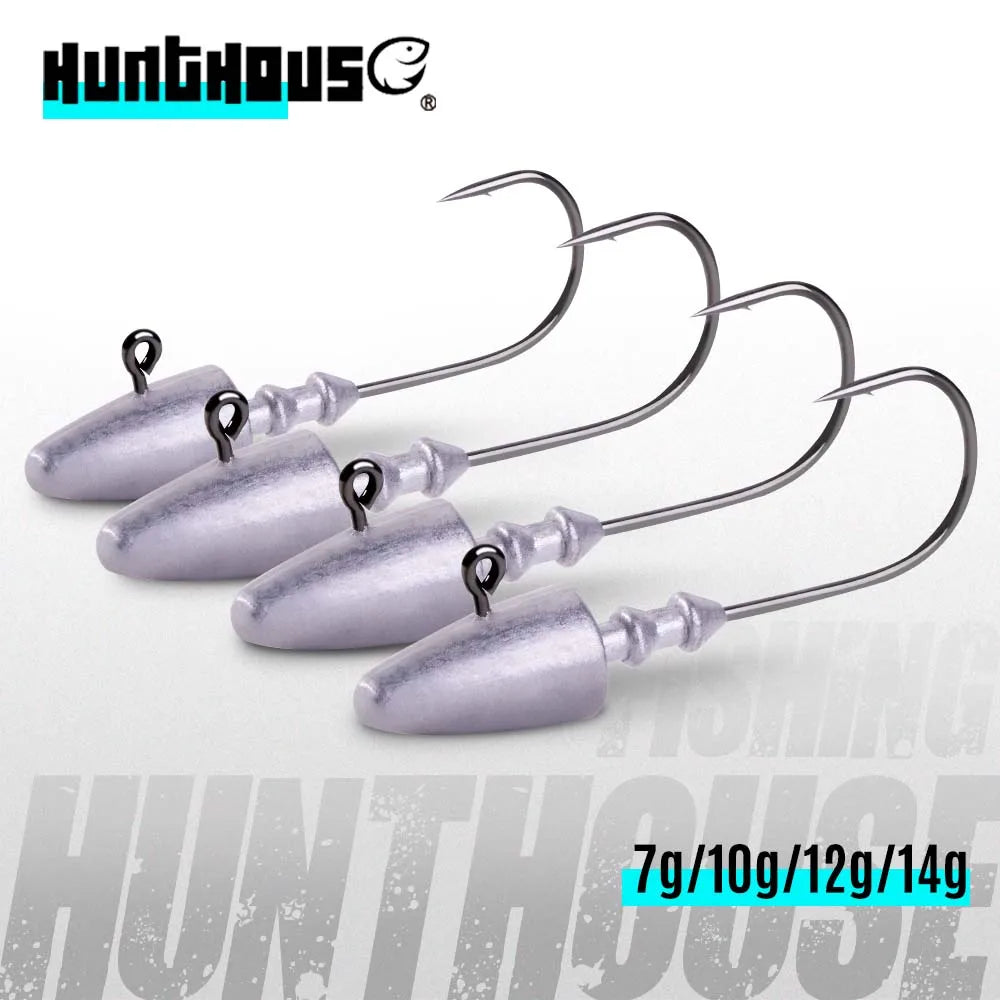 Hunthouse 7g 10g 12g 14g Dart Jig Head Fishing Hook For Soft Lure Sharp High Carbon Steel Fishhooks Equipment Gear Tackle LW308