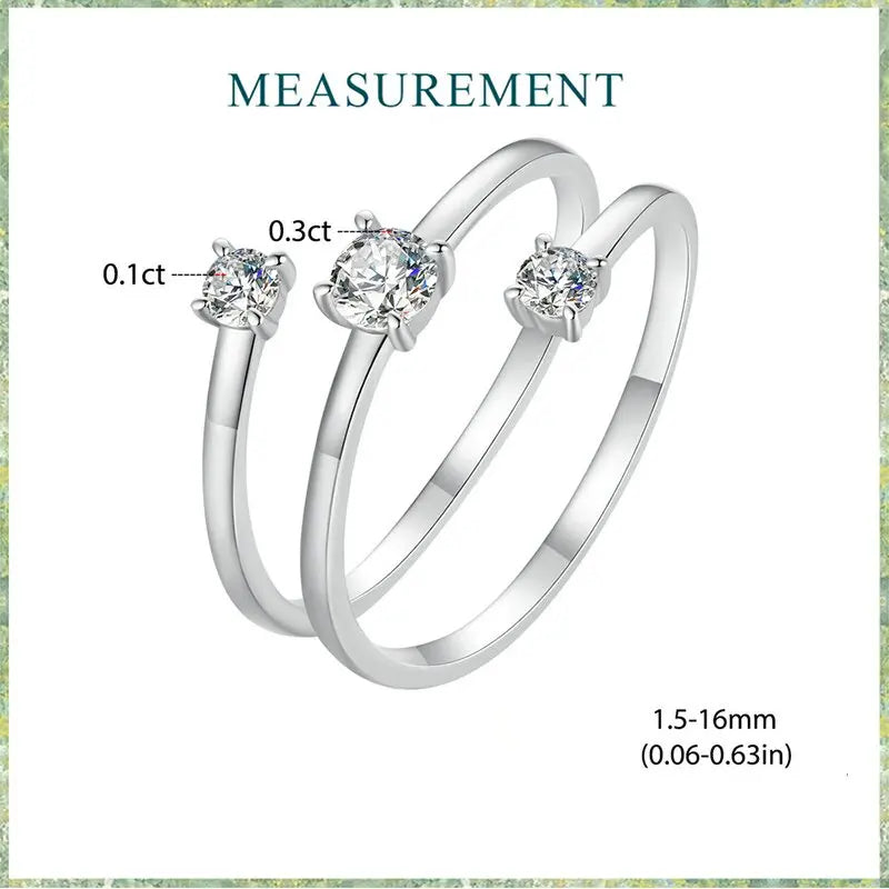 WOSTU Three layer 0.5 CT Moissanite Coiled Ring 925 Sterlin Silver D Color Moissanite Stackable Promise Wedding Ring Party Gift