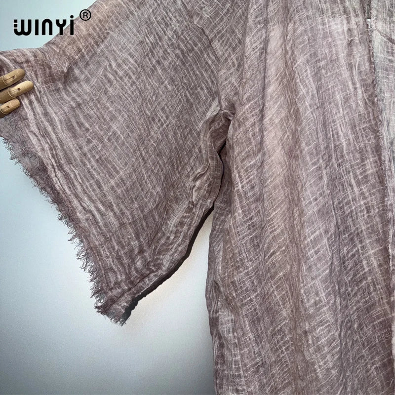 WINYI Women's Soft Cardigan Boho Maxi Dress Comfortable Loose beachwear Cover Up Kimono abaya dubai luxury  Party Africa Style