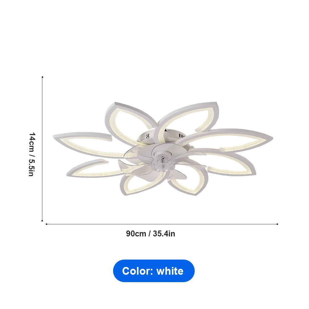 Modern Dining Table LED Lamp Ceiling Fan Light Invisible Blade Restaurant Bedroom Fan Lamp Remote Ventilator Home Lighting