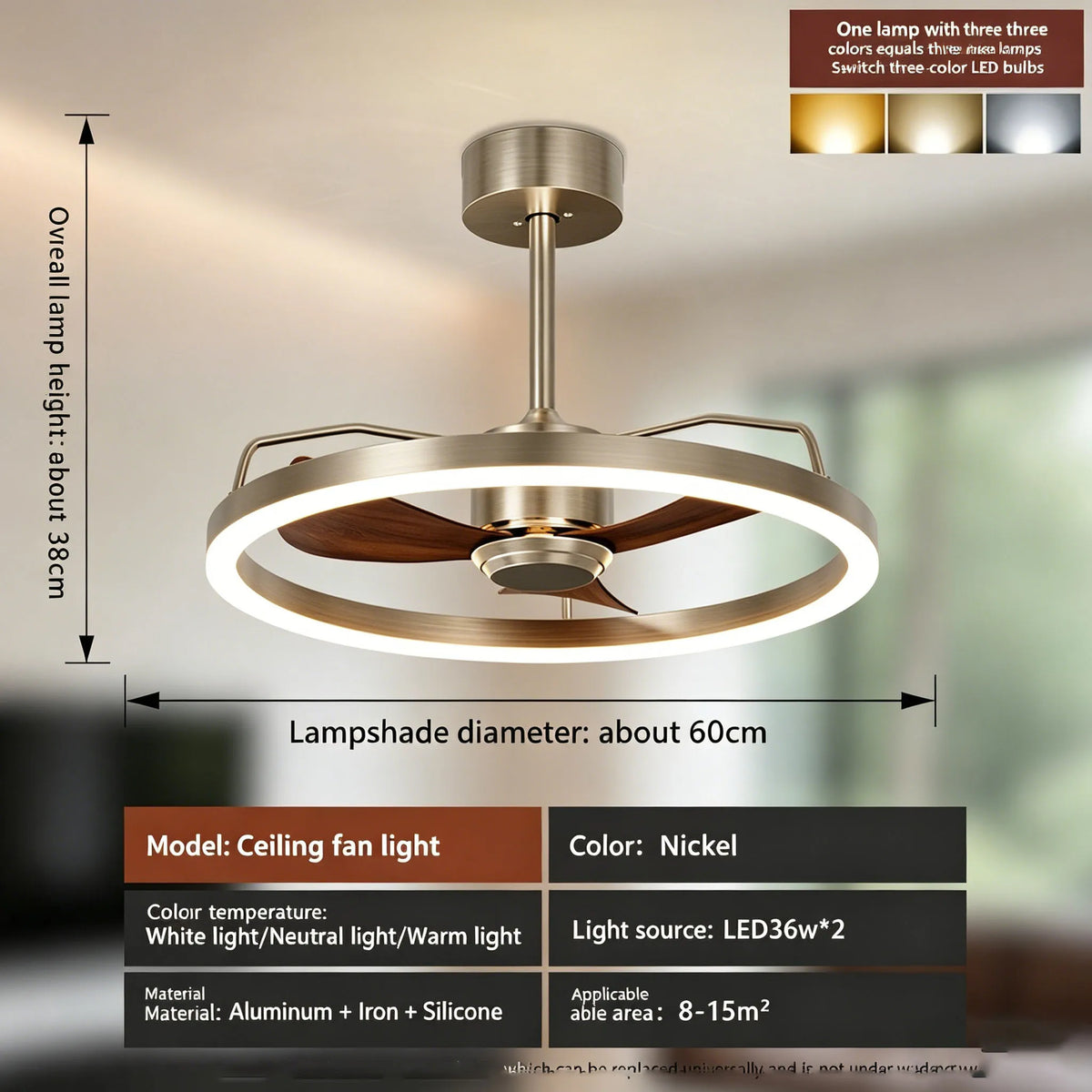 20" Ceiling Fan with LED Light Flush Mount DC Motor 6-Speed Remote Control Dimmable Fan Lamp for Home Kitchen Bedroom Living Roo
