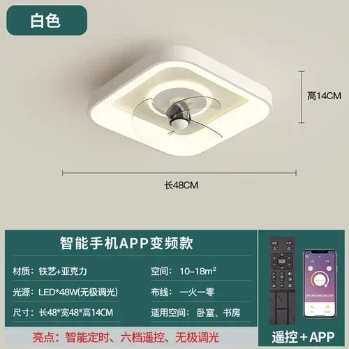 Bedroom fan lamp minimalist round modern minimalist dining room fan integrated master bedroom ceiling lamp electric fan 220V