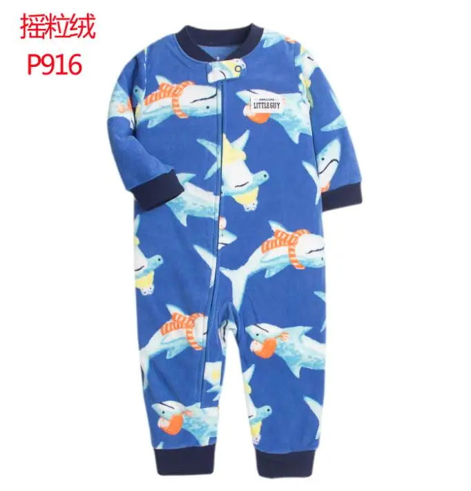 24M Toddler Baby Clothes Romper Children Fleece Outdoor Clothing Winter Warm Climbing Jumpsuit Zipper One-piece Coverall Pajamas