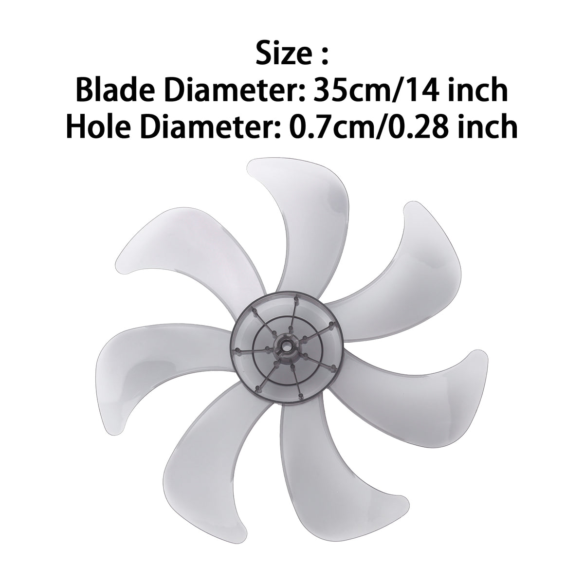 Gray 16 Inch Household Plastic Fan Blade 7 Leaves with Nut Cover for Standing Pedestal Fan Table Fanner General Accessories Fans