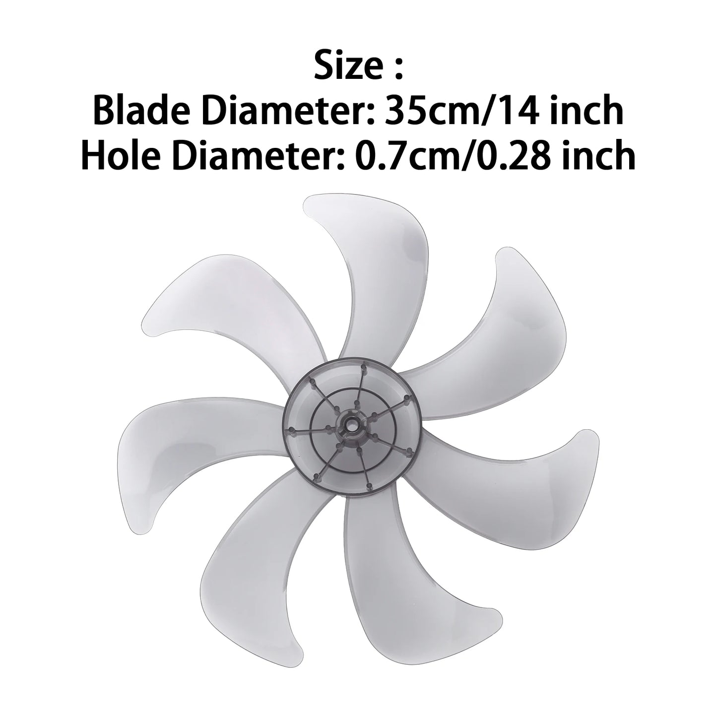 Gray 16 Inch Household Plastic Fan Blade 7 Leaves with Nut Cover for Standing Pedestal Fan Table Fanner General Accessories Fans