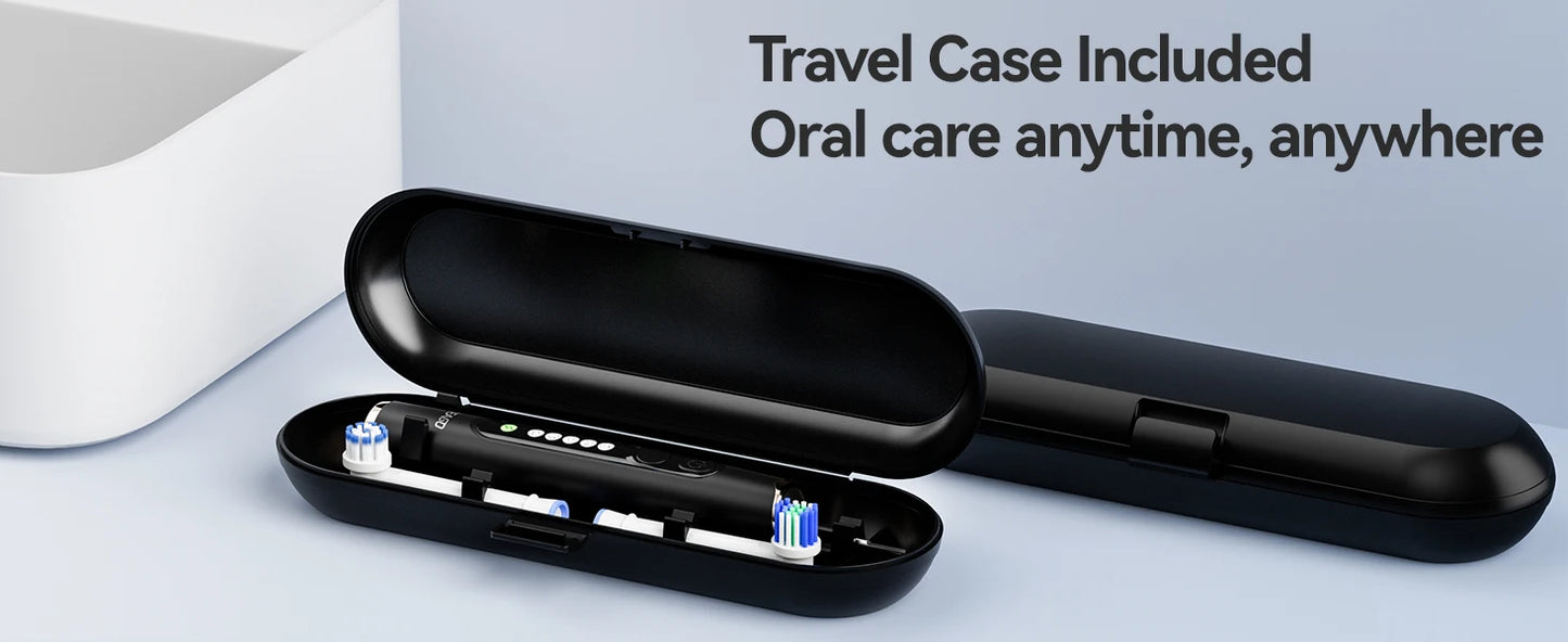 Seago Rotating Electric Toothbrush for Adults with 8 Toothbrush Heads and Travel Box Smart Display 5 Modes Waterproof SG-2607