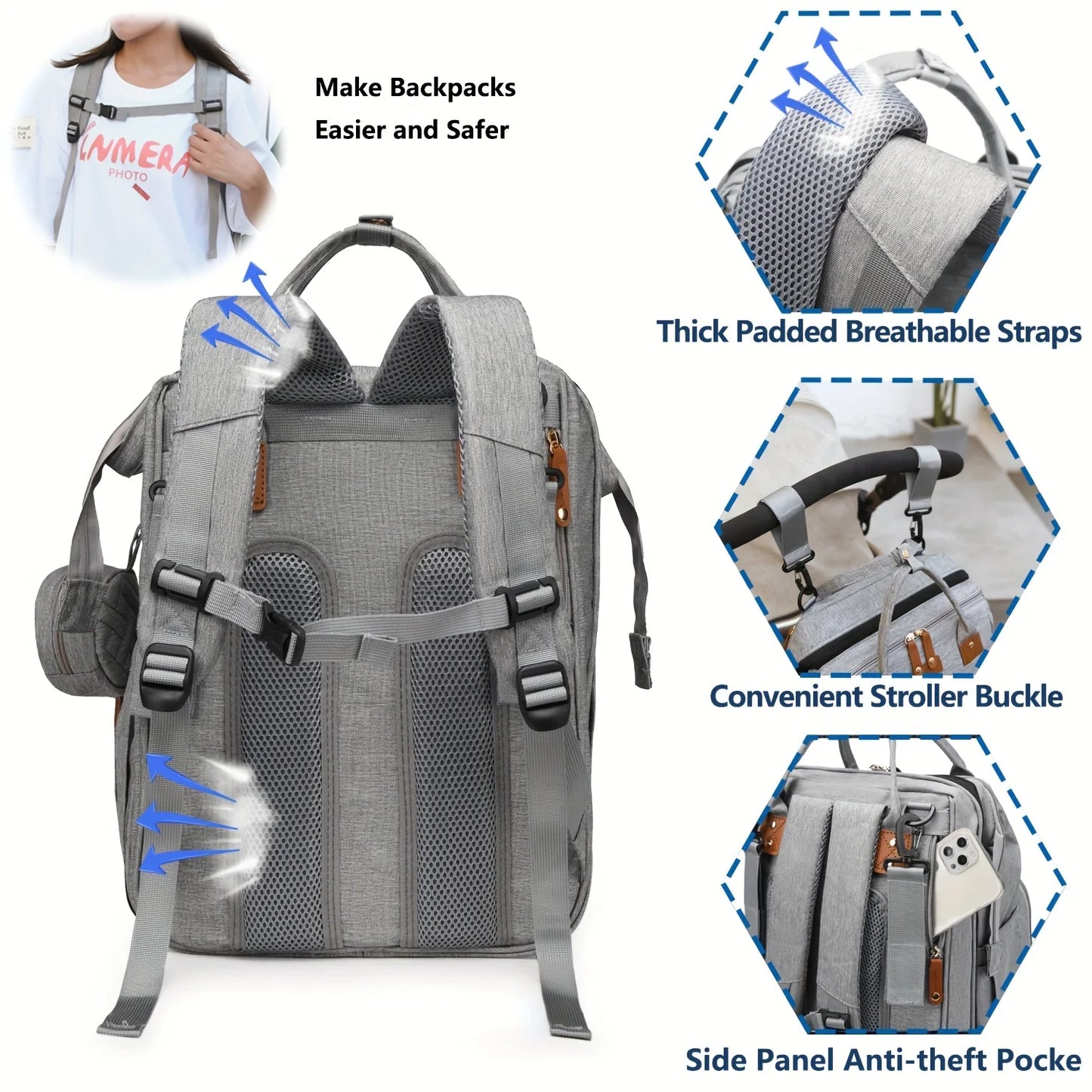 Baby Diaper Bag Backpack, Baby Bags for Boys Girls, Diaper Backpack Bag with a Changing Station, Large Travel Back Pack