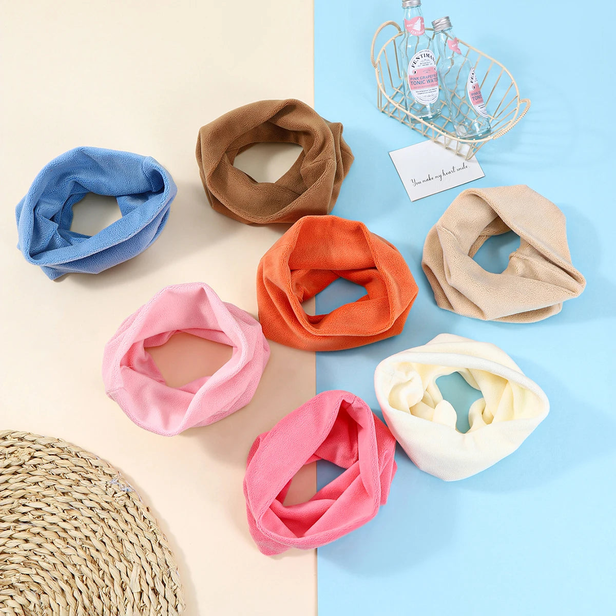 Autumn and Winter Children's Scarf Baby Bib Baby Warm Bib Solid Color Knit Bib for Boys and Girls Baby Shawls