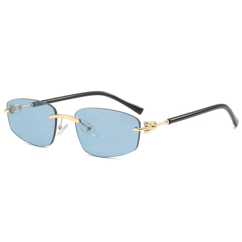 cutting rimless square sunglasses for women new fashion brand beige gradient sun glasses ladies alloy elegant shades driving