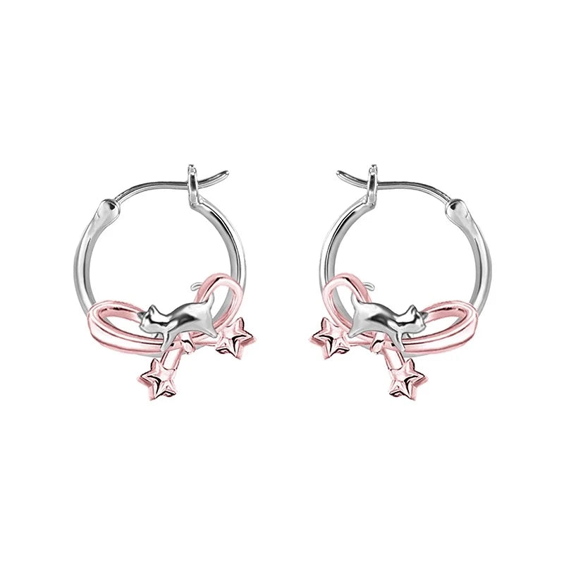MASW Original Design Luxury Temperament Pink Bowknot Cats Pendant Necklace For Women Party Gifts Fashion Jewelry Accessories