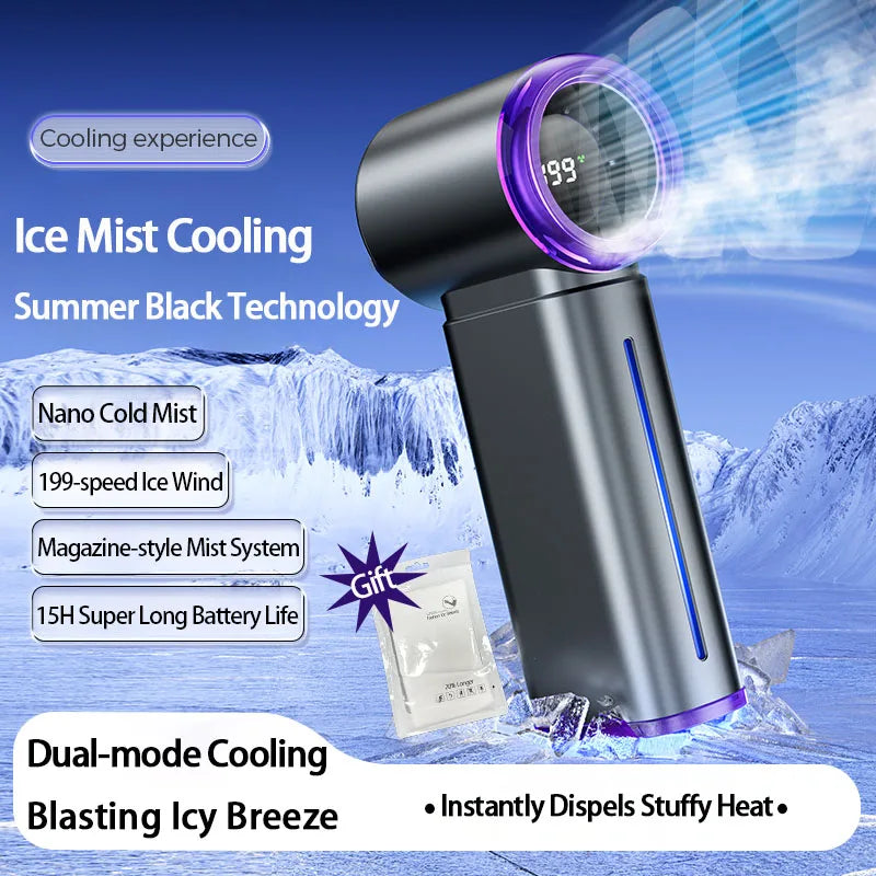 Portable Misting Fan Handheld Fan Electric Hand Fans Ice Wind At 199 Gear Nano Cold Mist Cooling Fan USB Rechargeable