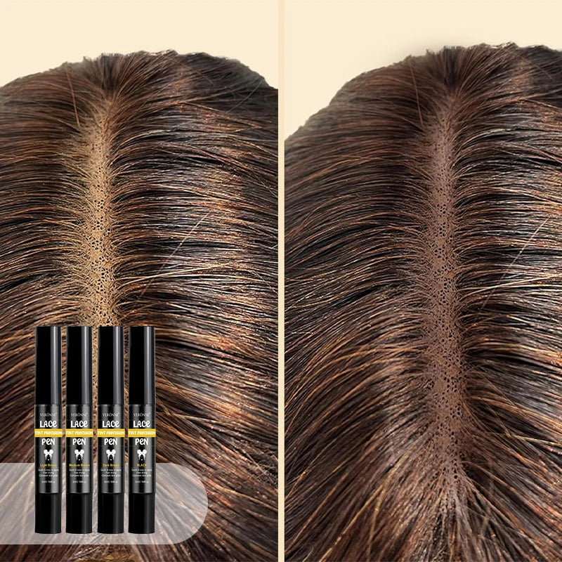 4 Colors Lace Tint Precision Pen 5ml Quick Dry Conceal Lace Dye Pen Portable Lace Tinting Concealer for Lace Wig Hairline Makeup