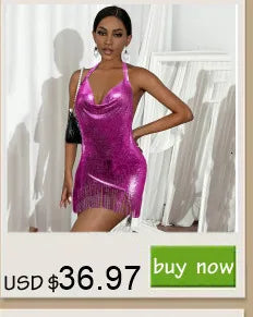 Sexy see through black metal sequin summer dress women 2025 glitter mini beach club party dress womens evening dresses vestidos