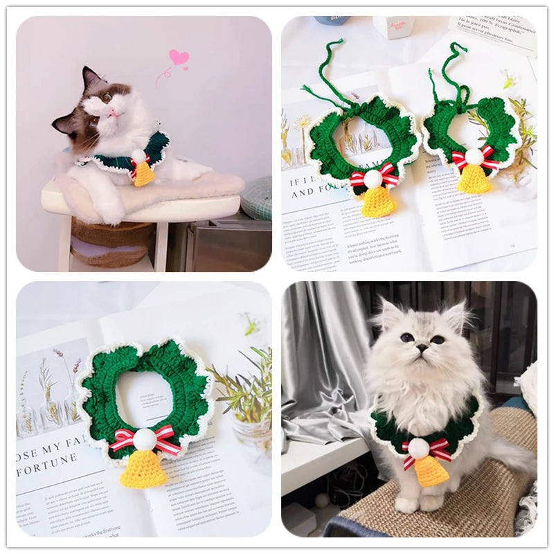 Cat Christmas Clothing Dog Cat Collar Christmas Cute Sweet Pet Scarf Bow Cat Dog Christmas Clothing Cat Accessories