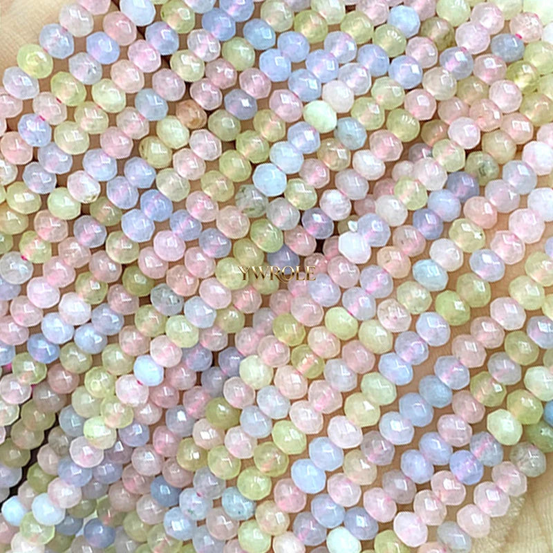 3x4mm Rondelle Faceted Natural Stone Chalcedony Tourmaline Color Loose Spacer Beads for Jewelry Making Diy Bracelet Accessories