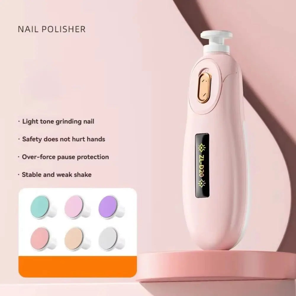 Electric Baby Nail Trimmer Safety 6 Grinding Heads Baby Nail Grinder Silent Child's Newborn Nail Clippers Manicure Tool Set