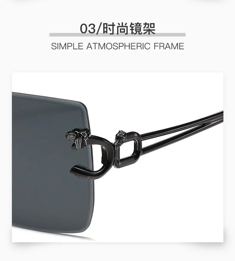 Retro Square Sunglasses Women Men Rimless Trend Luxury Shades Travel Glasses Lady Man UV400
