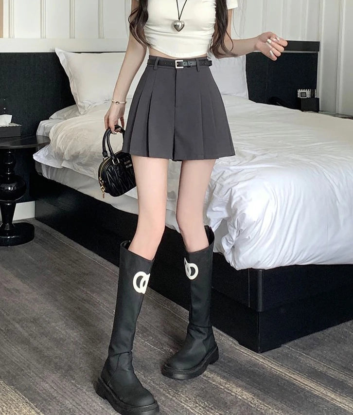 Women's Shorts High Waist Female Short Pants Black Wide Culotte Skirt To Wear XL Flowy Stretchy Harajuku Fashion Cheap Designer