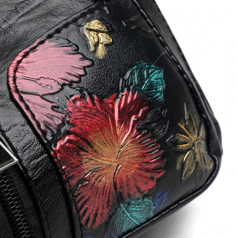 Luxury Soft Leather Women Messenger Shoulder Handbags and Purses Flowers Multi-pocket Crossbody Mommy Bag Ladies Sac 2022 New