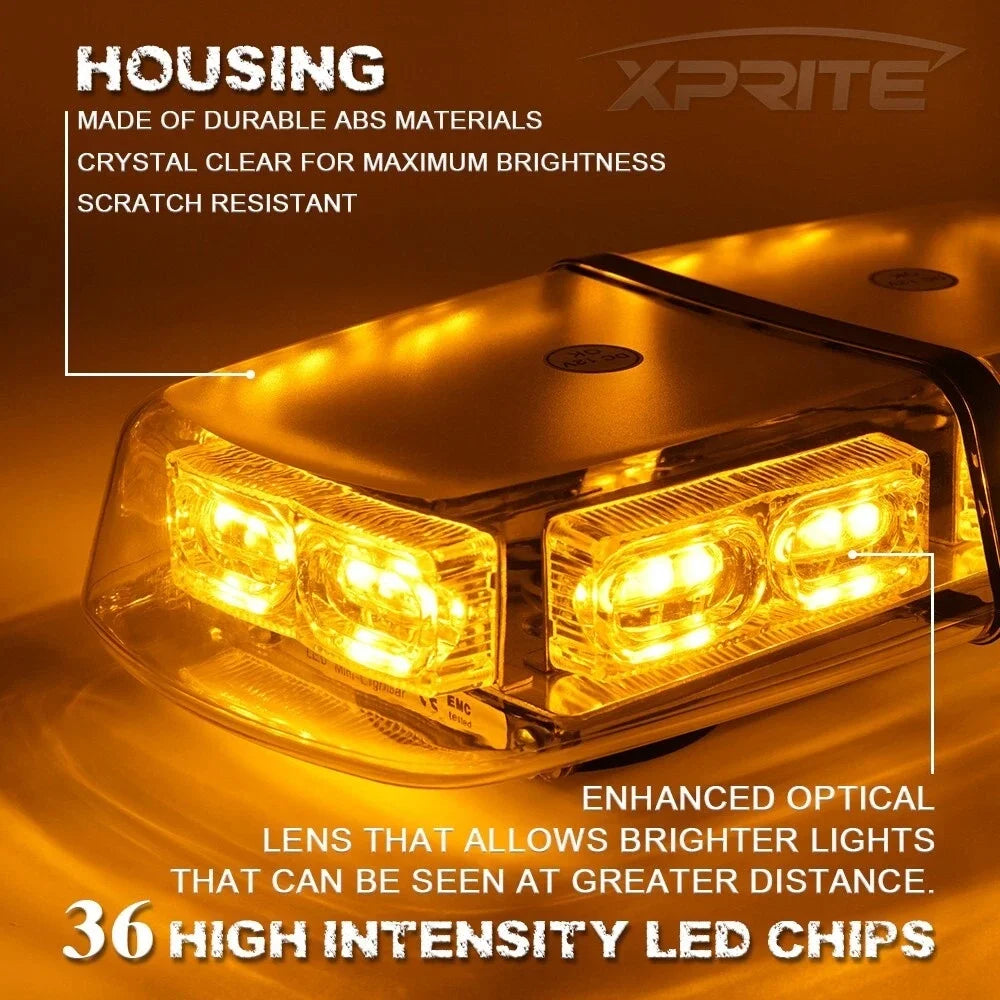 12V 60W LED Car Emergenecy Warning Flashing Lights Super Bright Amber Hazard Magnetic Beacon Lights Traffic Safety Alarm Sign