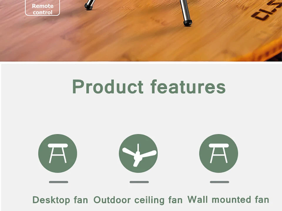 Remote Control Floor Table Air Cooler Mini Portable Wireless Ceiling Fan 360° Rotation 3-speed Wind For Camping Home Night Light