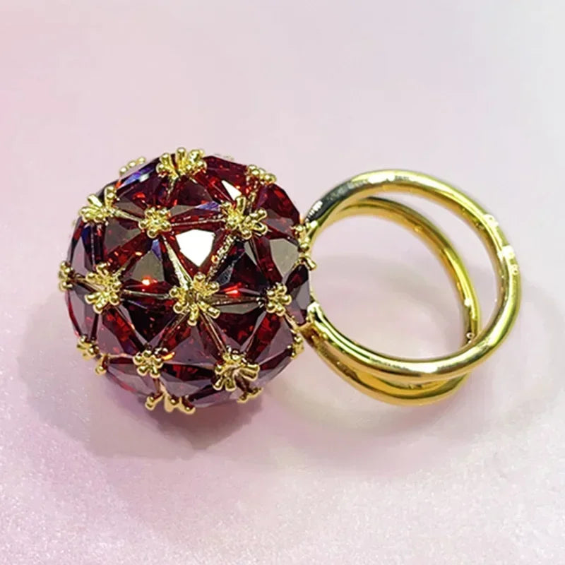 Original 2025 New Magic Cube Ring Party Gift Luxury Fine Jewelry Charm Green Crystal Fashion Women Attending Cocktail Party Ring