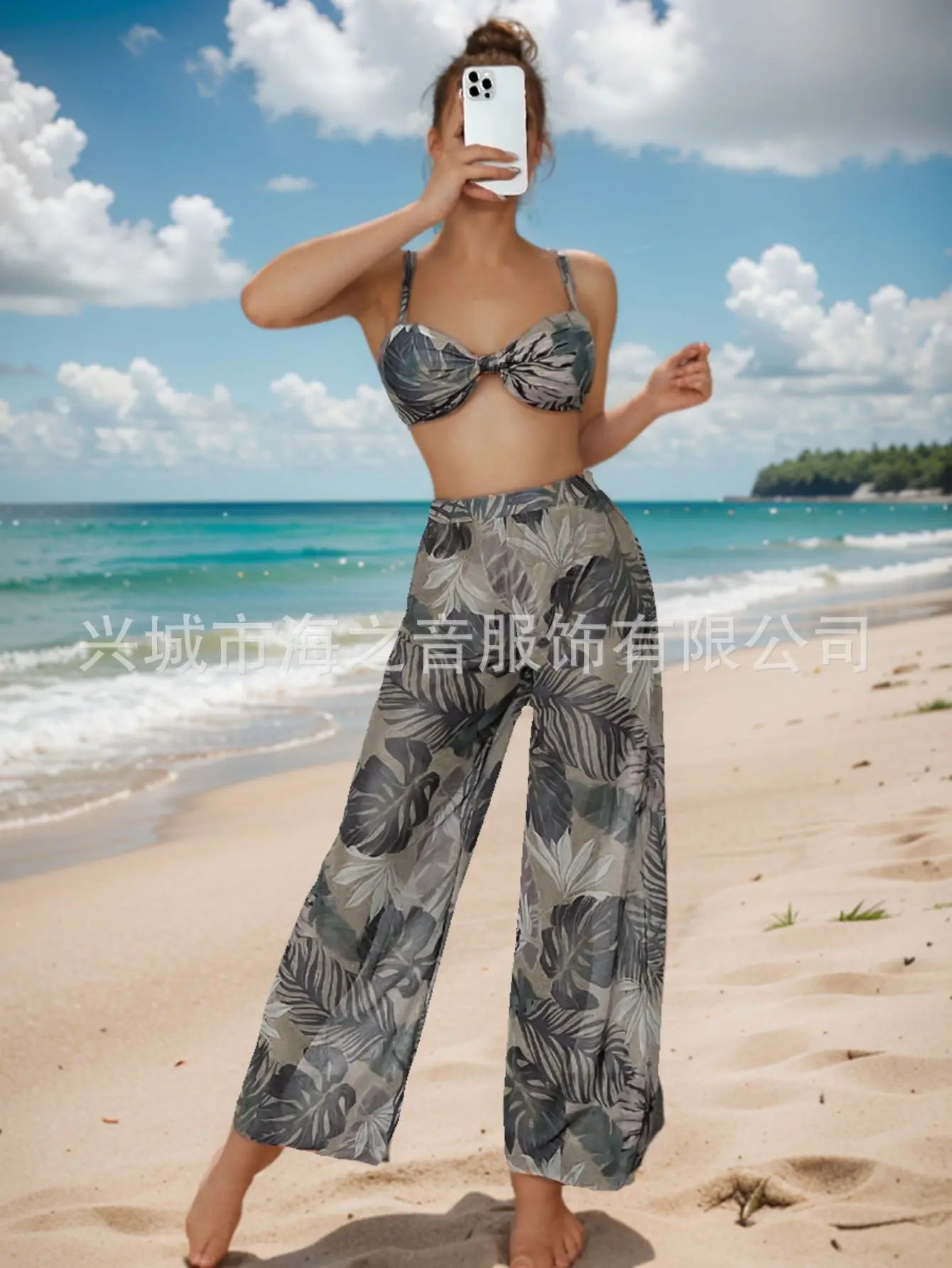 New Swimwear Sexy Bikini Mesh Trousers Three-piece Split Women's Swimsuit