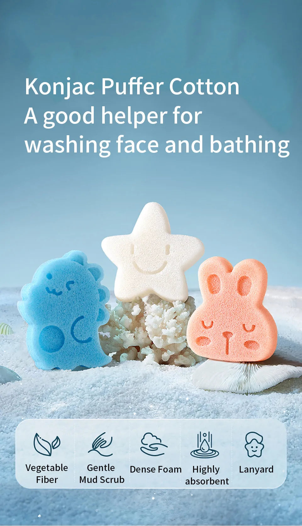 AIBEDILA Children's Bath Sponge Cute Baby Shower Sponge Cleanser Brush Soft Skin-friendly Bath Rubbing Kids Sponge Newborn