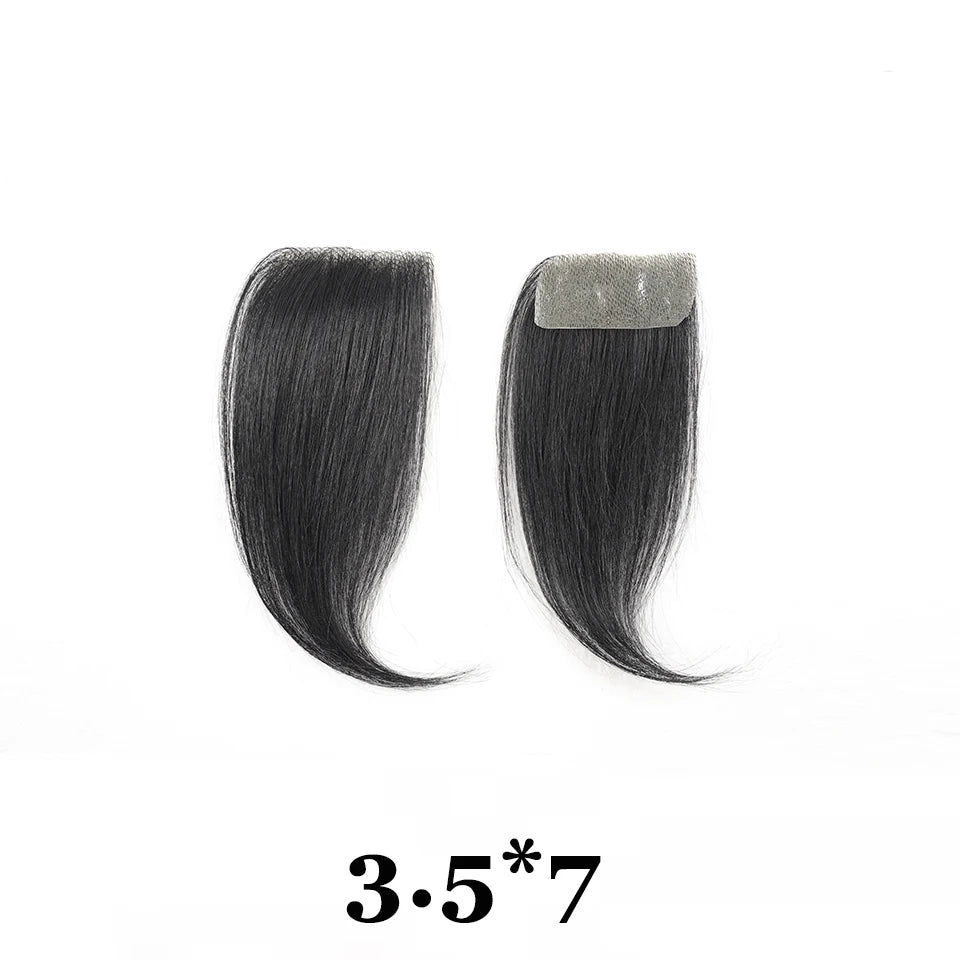 Forehead Patch 100% Human Hair Hairpiece Sideburns Toupee Invisible Seamless Ultra Thin Skin PU Men's Hairline Sideburn Patch