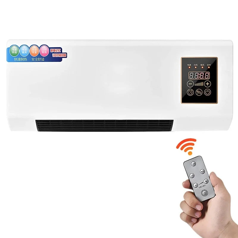 Electric Air Conditioner Fan Wall Mount Easy Temperature Timer Heating and Cooling Fan Space Heater Fan with Remote Control