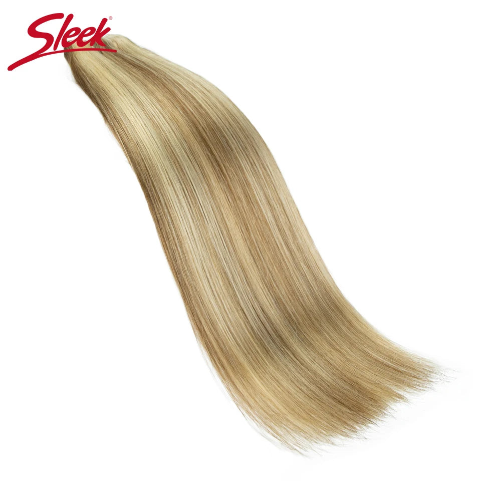 Sleek Peruvian Straight Human Hair Double Drawn Natural Human Hair Weave Bundles Natural Brown #27 #613 Remy Human Hair Bundle
