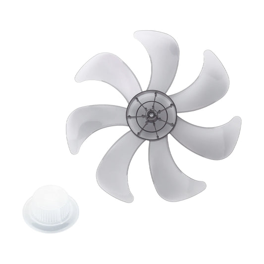 Gray 16 Inch Household Plastic Fan Blade 7 Leaves with Nut Cover for Standing Pedestal Fan Table Fanner General Accessories Fans