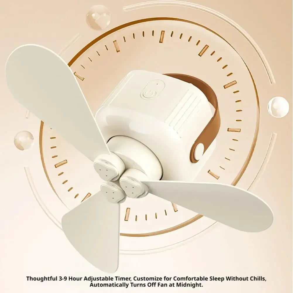 Portable Ceiling Fan with Remote & 3600mAh Battery – 3-Speed, 8-12H Runtime, Night Light for Camping & Outdoor