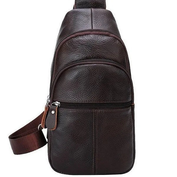 New Leather Chest Cover Layer Cowhide Business Men's Crossbody Bag with High-end Feel and Simple Chest Bag