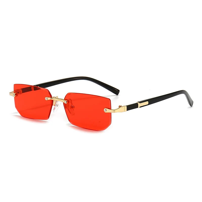 Rimless Sexy Sunglasses Rectangle Fashion Popular Women Men Shades Small Sun Glasses for Female Male Traveling Oculos