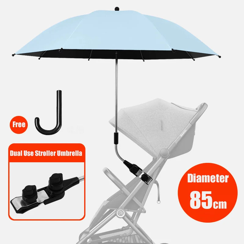 Clip-on Universal Baby Parasol 85cm Diameter 2 in 1 Baby Stroller Umbrella For Sun Shade Rain-proof Baby Stroller Accessories
