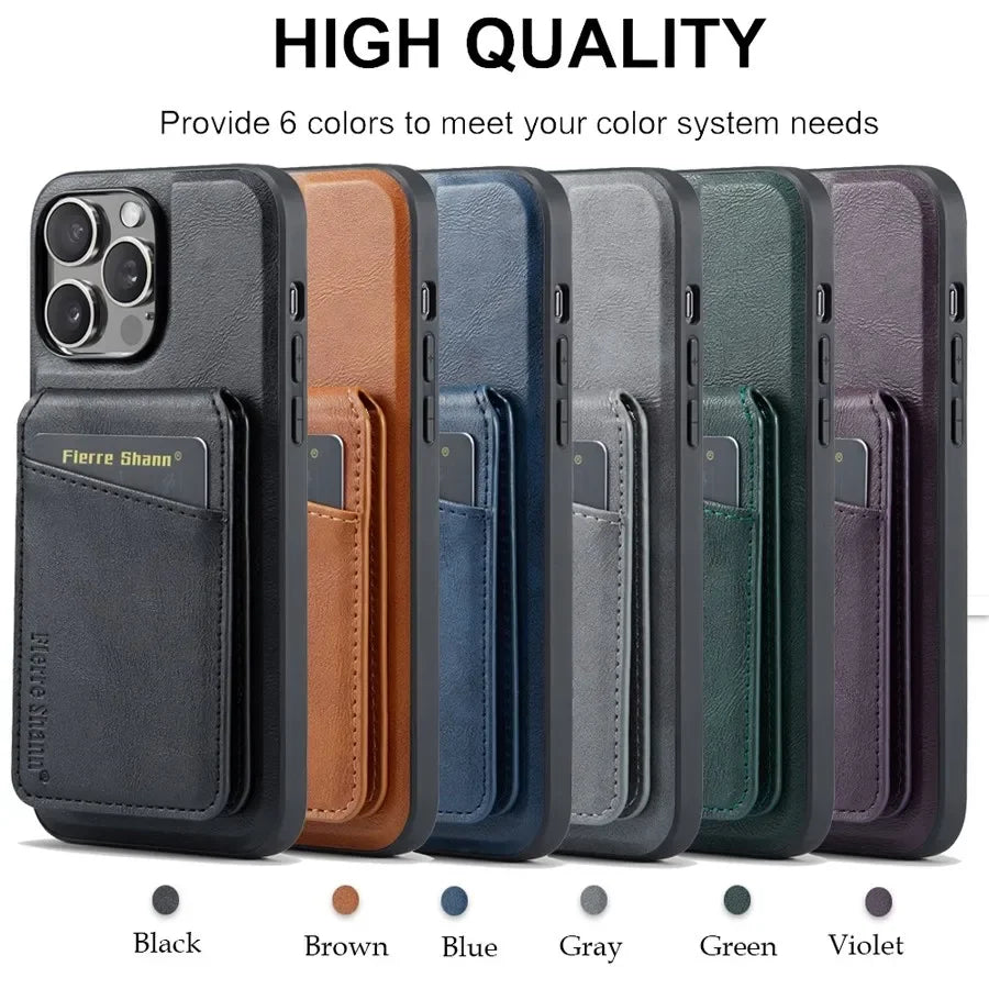 Magnetic Detachable Leather Wallet Phone Stand Case Wireless Charge Cover for iPhone  18 17Air 11 12 13 14 Plus 15 16 17 Pro Max