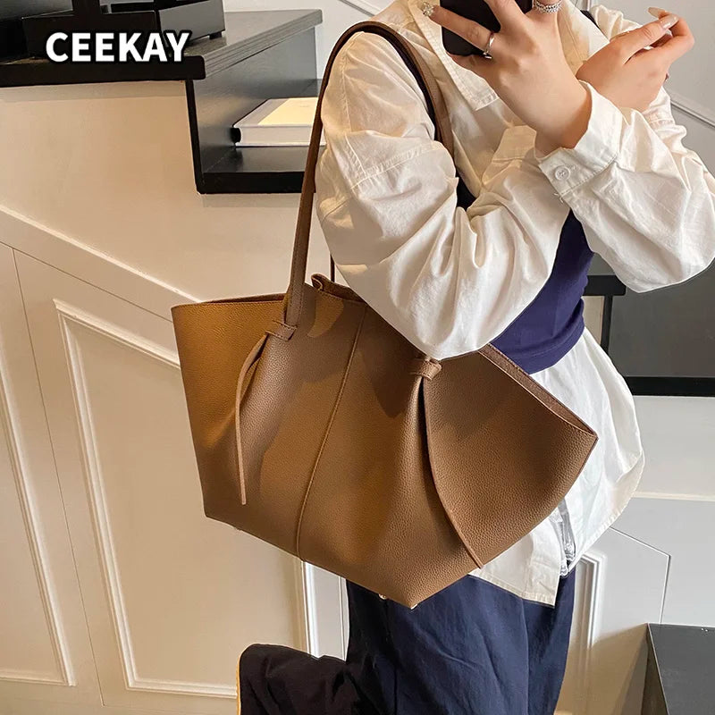 Branded Designer Shoulder Tote Bags For Women Soft PU Leather 2-IN-1 Big Capacity Shopper Tote Set 2026 Luxury Designer Handbags