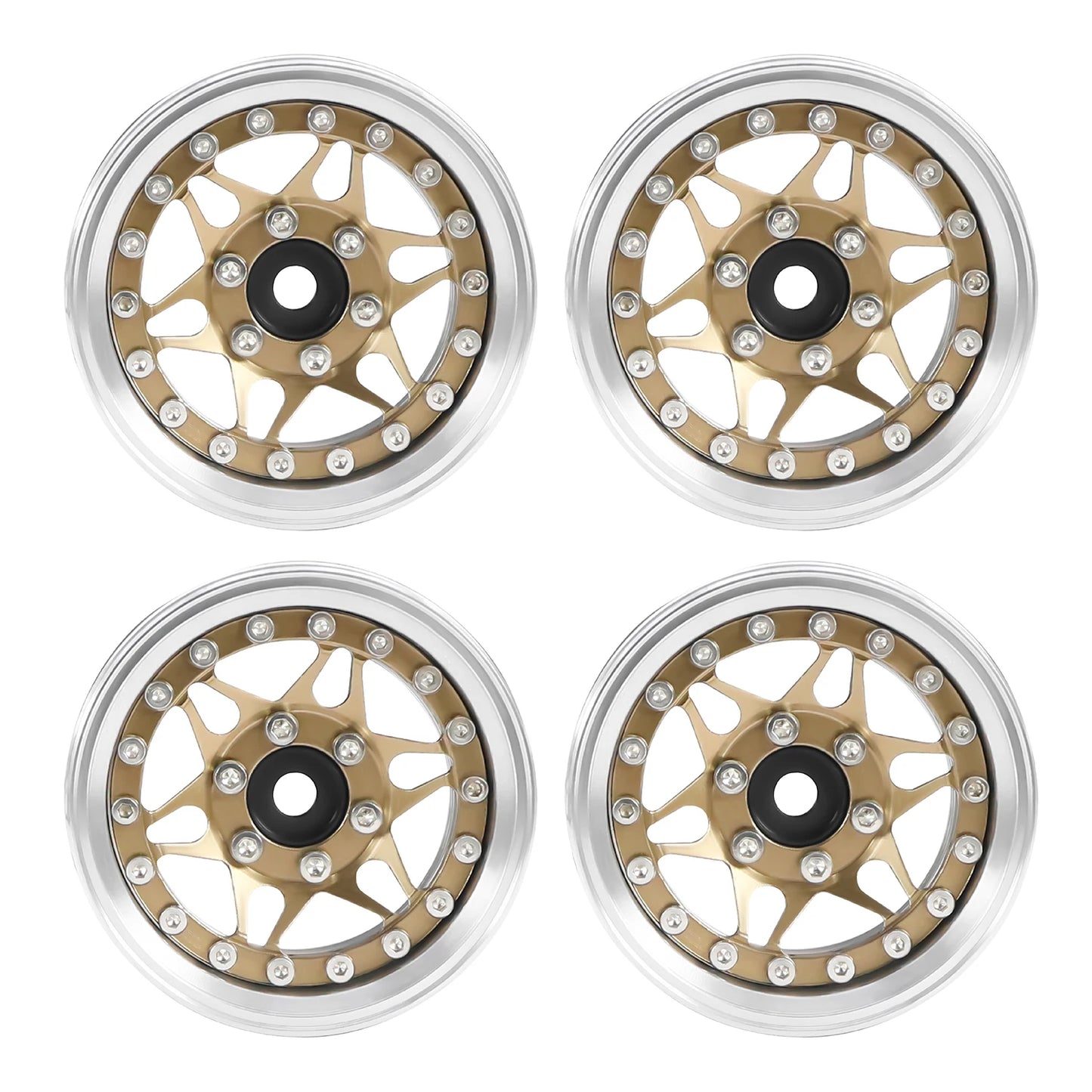 1.9" CNC Aluminum Beadlock Wheels Rim with Adjustable Offset for TRX4 TRX6 Axial SCX10 Redcat GEN8 RC4WD D90 1/10 RC Crawler