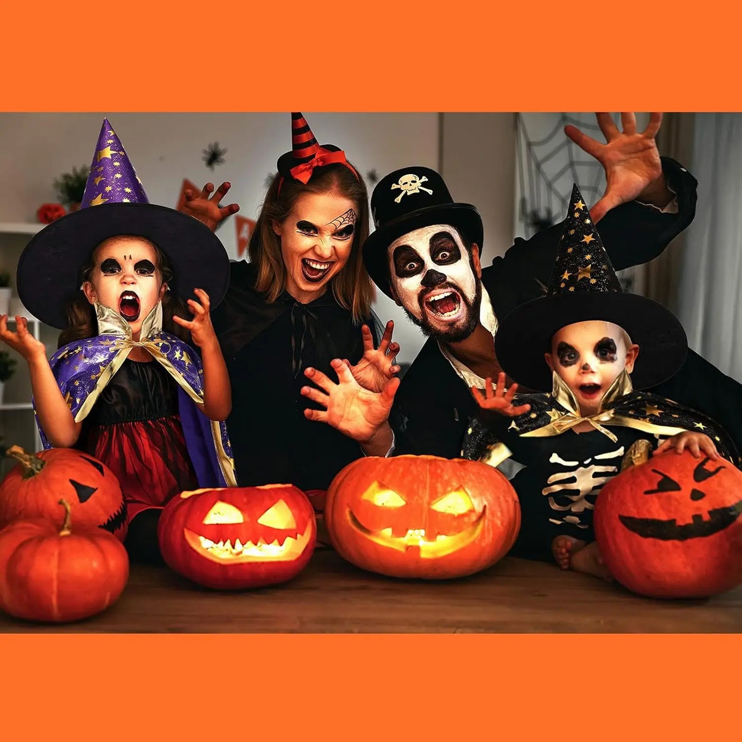 2 Sets Kids Halloween Costumes Witch Cloak Witch Cape & Hat Children Dress up kit-Cosplay Party Accessories for 3-12 Years Kid